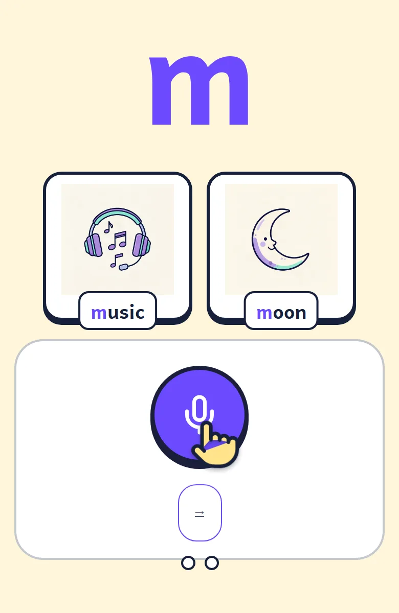 האות m עם התמונות music ו־moon וכפתור מיקרופון